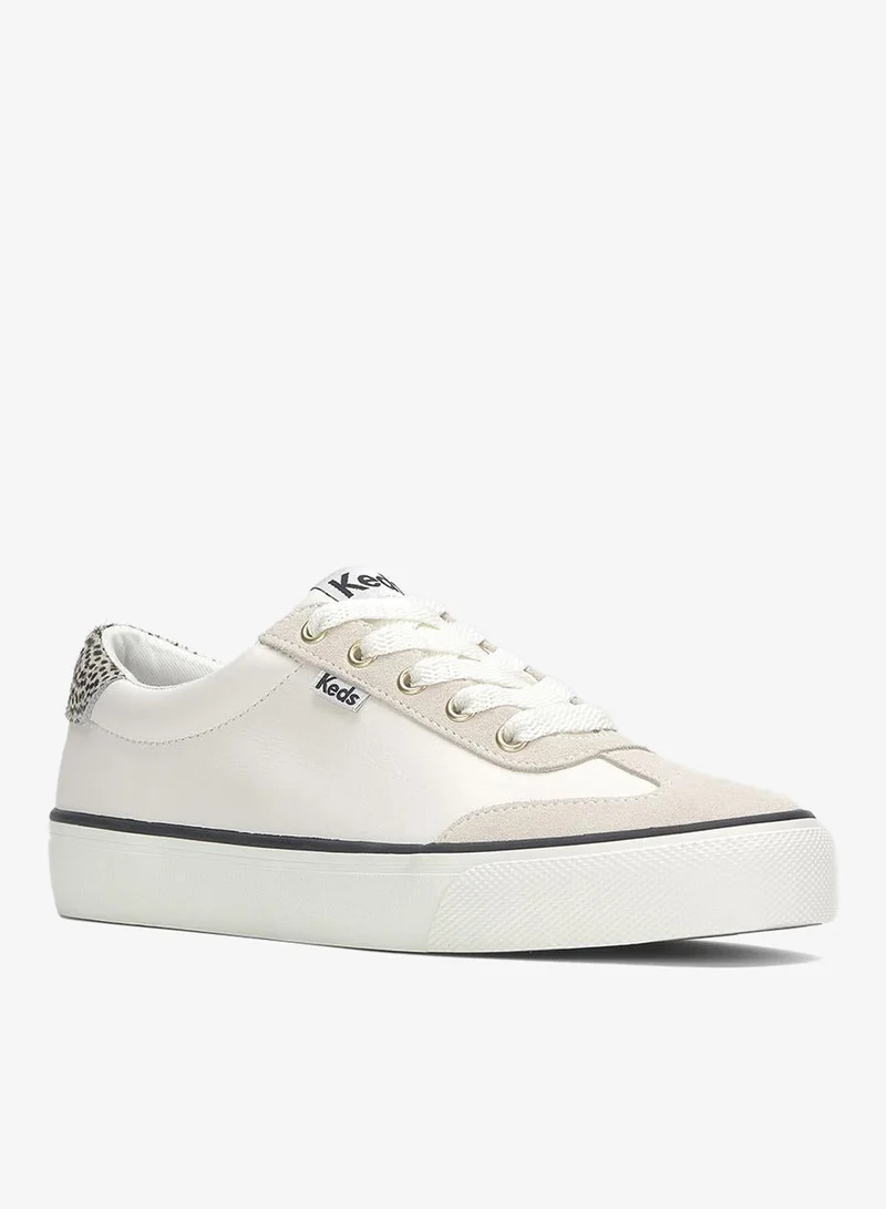 Keds Snow White/Cream Blk Keds Women's Keds Women's Jump Kick T-Toe Lace Up Leather Casual Sneaker Cream for Women | Best Price UAE